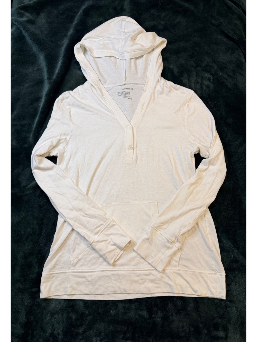 Old Navy Cream Lightweight Knit Henley T Shirt Hoodie M